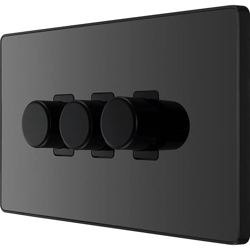 BG Electrical Evolve Black Chrome - Triple, 2 way push 200W