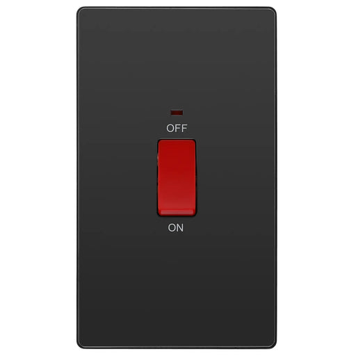 BG Electrical Evolve Black Chrome - 45A, double pole, large plate, with indicator