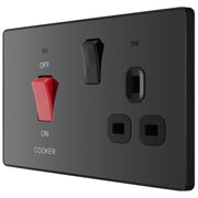 BG Electrical Evolve Black Chrome - 45A double pole with switched socket and indicators