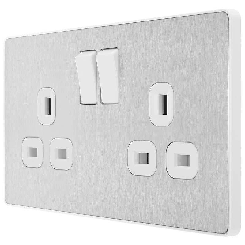 BG Electrical Evolve Brushed Steel - Double, switched, single pole
