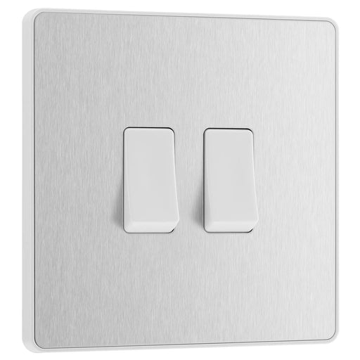 BG Electrical Evolve Brushed Steel - Double, 2 way switch