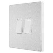 BG Electrical Evolve Brushed Steel - Double, 2 way switch