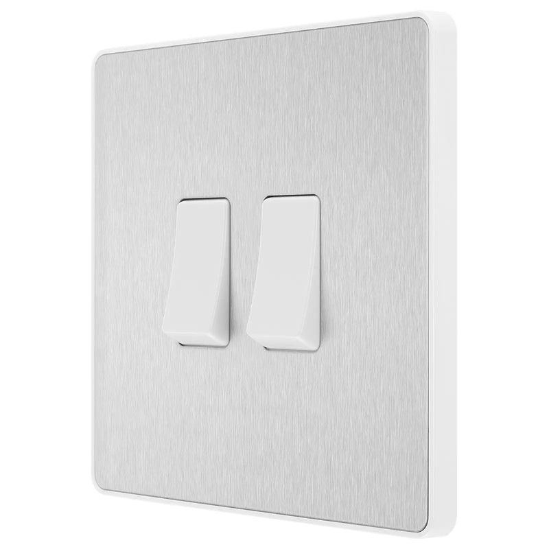 BG Electrical Evolve Brushed Steel - Double, 2 way switch