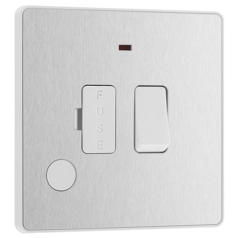 BG Electrical Evolve Brushed Steel - Switched and fused with indicator
