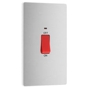 BG Electrical Evolve Brushed Steel - 45A, double pole, large plate, with indicator