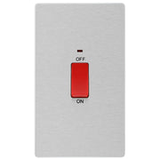 BG Electrical Evolve Brushed Steel - 45A, double pole, large plate, with indicator