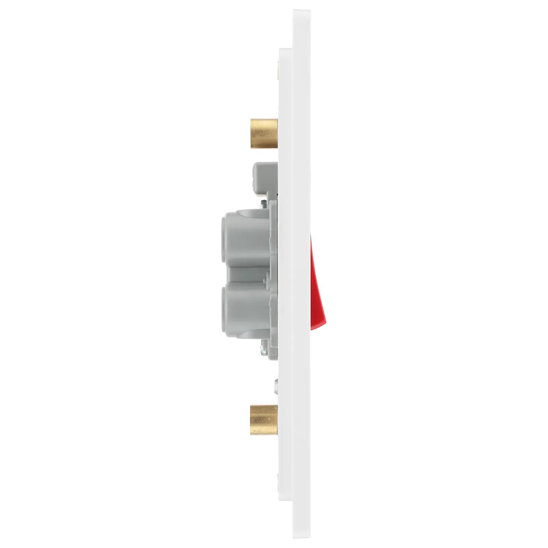 BG Electrical Evolve Brushed Steel - 45A, double pole, large plate, with indicator