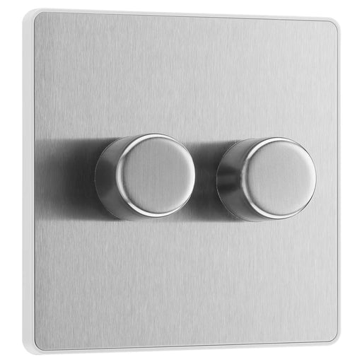 BG Electrical Evolve Brushed Steel - Double, 2 way push 200W