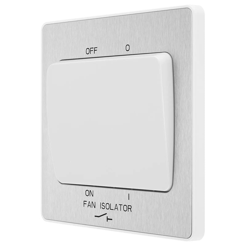 BG Electrical Evolve Brushed Steel - 3 pole fan isolator, fused