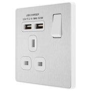 BG Electrical Evolve Brushed Steel - Single, switched, single pole, with 2 x USB A