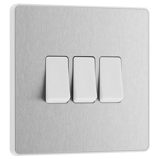 BG Electrical Evolve Brushed Steel - Triple, 2 way switch