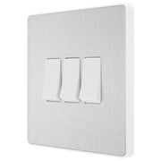 BG Electrical Evolve Brushed Steel - Triple, 2 way switch