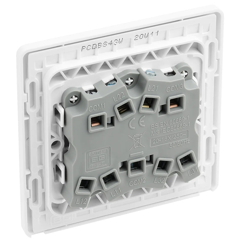 BG Electrical Evolve Brushed Steel - Triple, 2 way switch