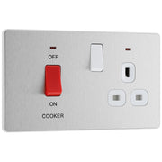 BG Electrical Evolve Brushed Steel - 45A double pole with switched socket and indicators