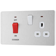 BG Electrical Evolve Brushed Steel - 45A double pole with switched socket and indicators
