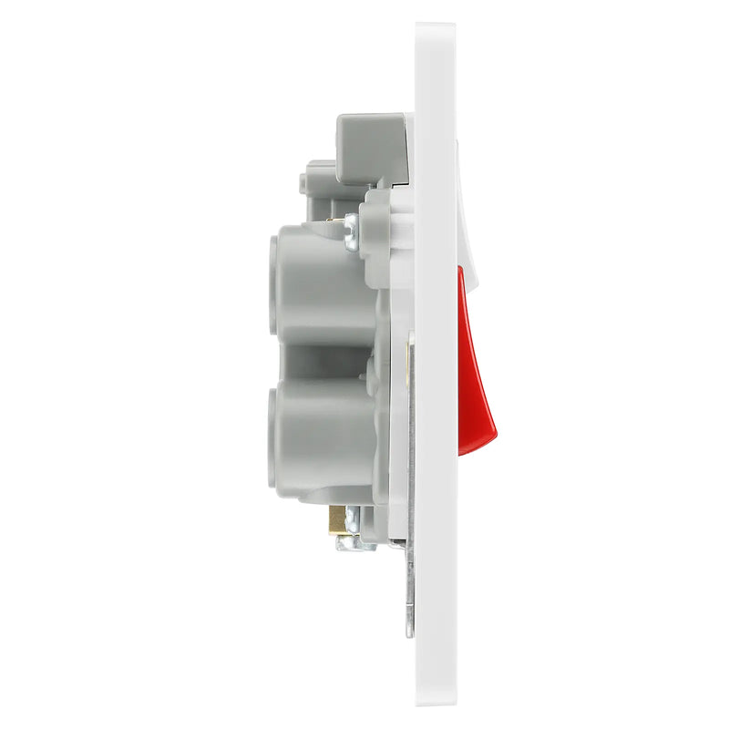 BG Electrical Evolve Brushed Steel - 45A double pole with switched socket and indicators
