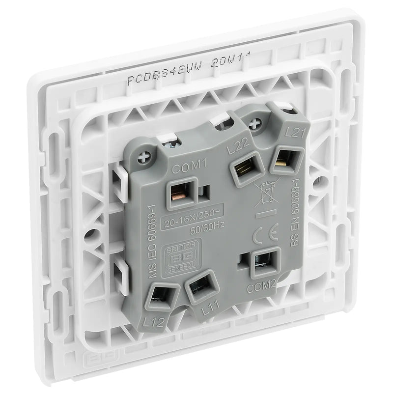BG Electrical Evolve Brushed Steel - Double, 2 way switch, wide rocker