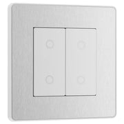 BG Electrical Evolve Brushed Steel - Double, 2 way touch, 200W, secondary