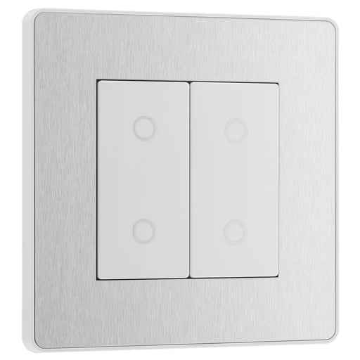 BG Electrical Evolve Brushed Steel - Double, 2 way touch, 200W, secondary