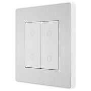 BG Electrical Evolve Brushed Steel - Double, 2 way touch, 200W, secondary