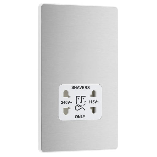 BG Electrical Evolve Brushed Steel - 115/240V dual voltage shaver socket