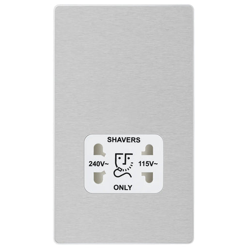 BG Electrical Evolve Brushed Steel - 115/240V dual voltage shaver socket