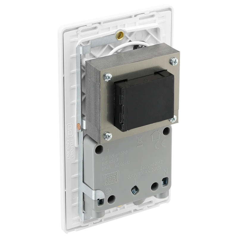 BG Electrical Evolve Brushed Steel - 115/240V dual voltage shaver socket