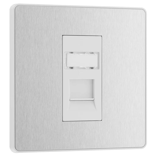 BG Electrical Evolve Brushed Steel - Single, RJ45 telephone socket