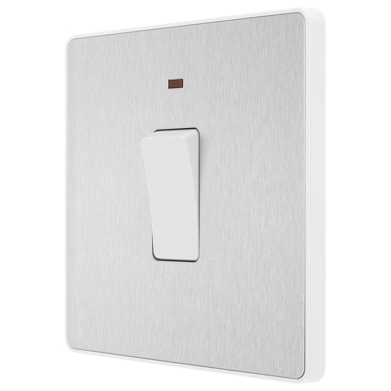 BG Electrical Evolve Brushed Steel - 20A, double pole, with indicator