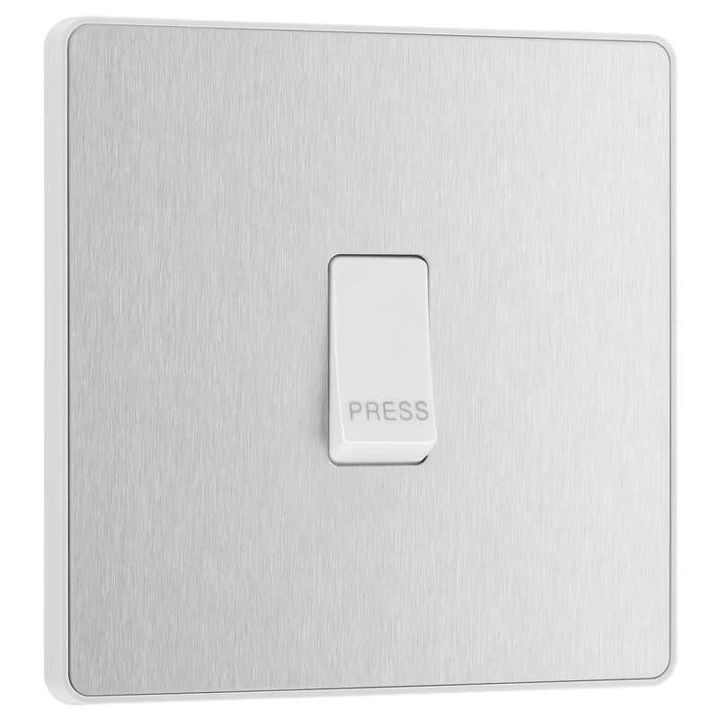 BG Electrical Evolve Brushed Steel - Single, bell push switch