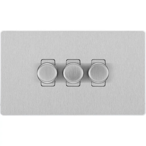 BG Electrical Evolve Brushed Steel - Triple, 2 way push 200W