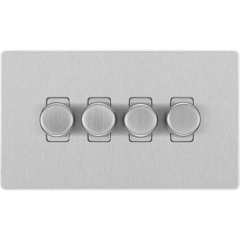 BG Electrical Evolve Brushed Steel - Quadruple, 2 way push 200W