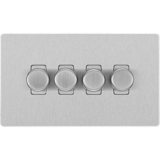 BG Electrical Evolve Brushed Steel - Quadruple, 2 way push 200W