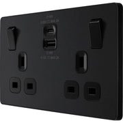 BG Electrical Evolve Matt Black - Double switched single pole, with USB A + C (22W)