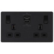 BG Electrical Evolve Matt Black - Double switched single pole, with USB A + C (45W)