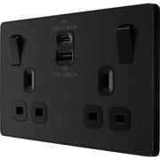 BG Electrical Evolve Matt Black - Double switched single pole, with USB A + C (45W)