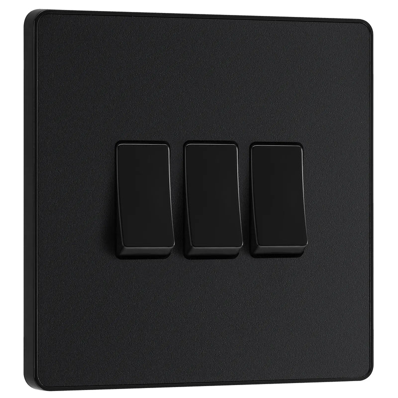 BG Electrical Evolve Matt Black - Triple, 2 way switch