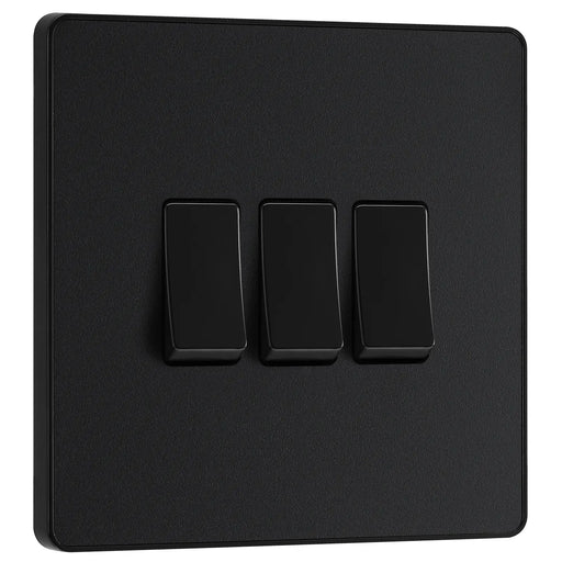 BG Electrical Evolve Matt Black - Triple, 2 way switch
