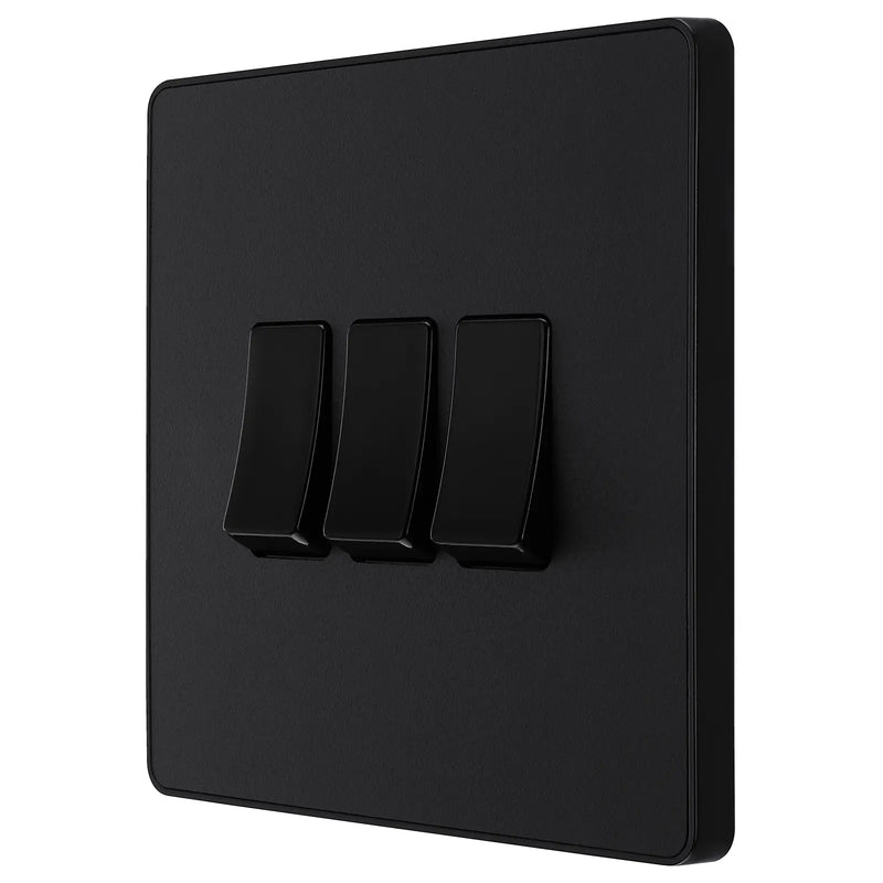 BG Electrical Evolve Matt Black - Triple, 2 way switch