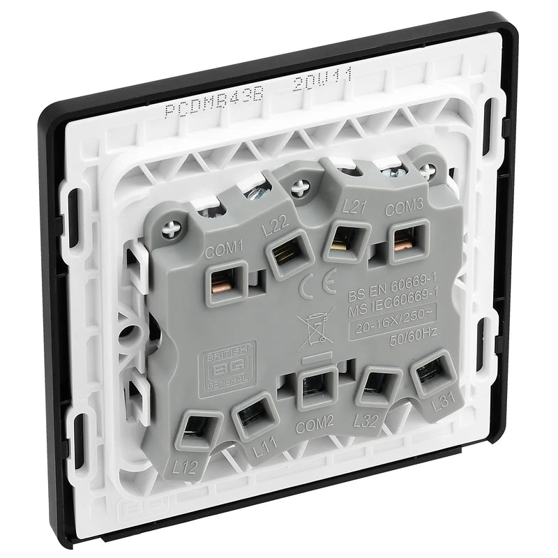 BG Electrical Evolve Matt Black - Triple, 2 way switch