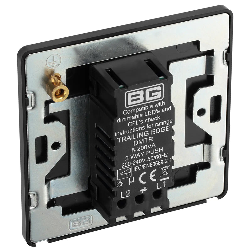 BG Electrical Evolve Matt Black - Single, 2 way push 200W