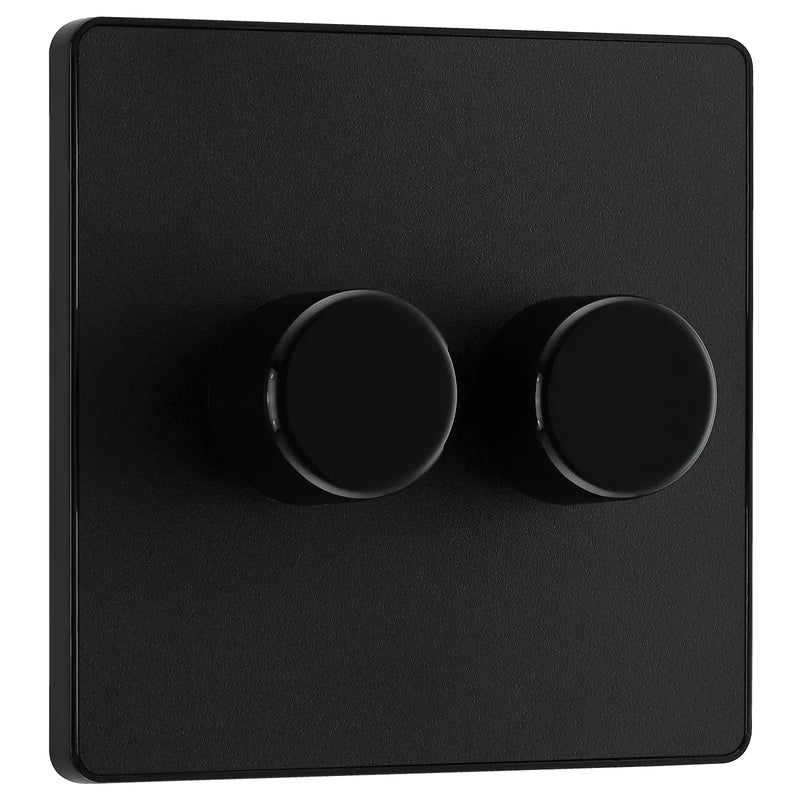 BG Electrical Evolve Matt Black - Double, 2 way push 200W