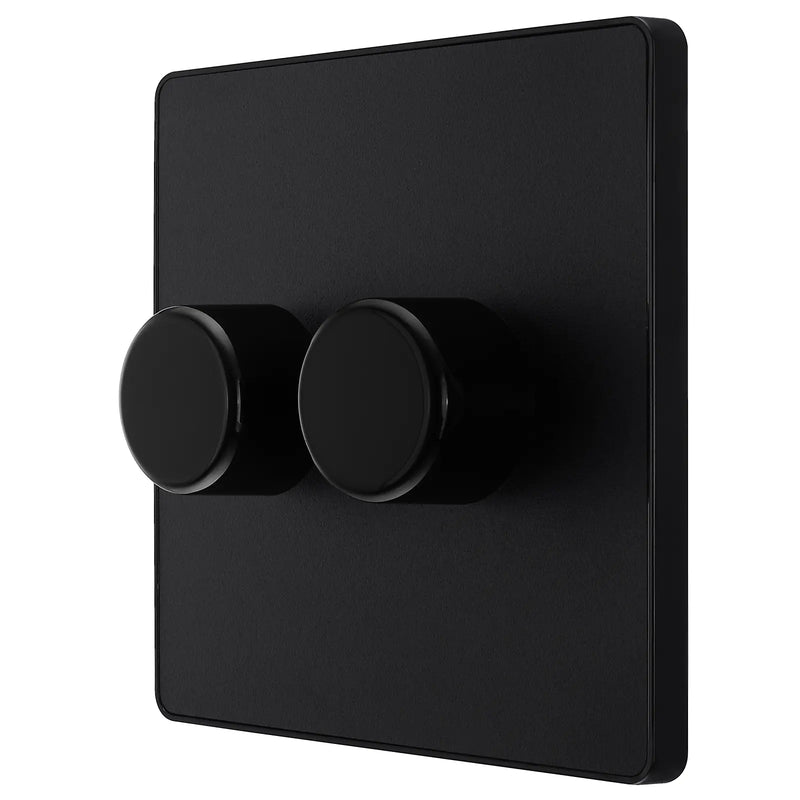 BG Electrical Evolve Matt Black - Double, 2 way push 200W