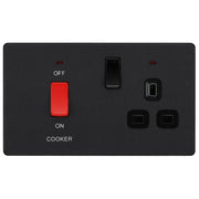 BG Electrical Evolve Matt Black - 45A double pole with switched socket and indicators