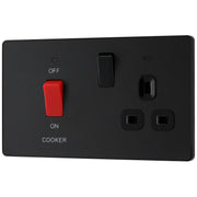 BG Electrical Evolve Matt Black - 45A double pole with switched socket and indicators