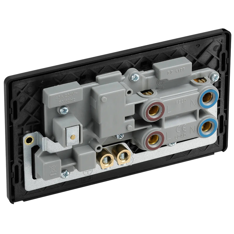BG Electrical Evolve Matt Black - 45A double pole with switched socket and indicators