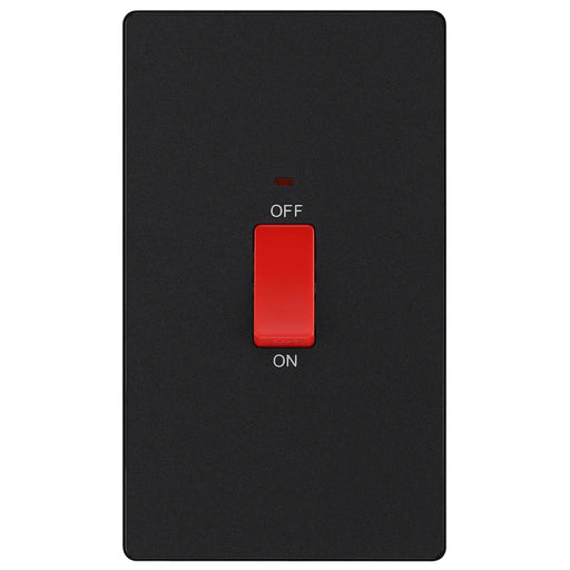 BG Electrical Evolve Matt Black - 45A, double pole, large plate, with indicator