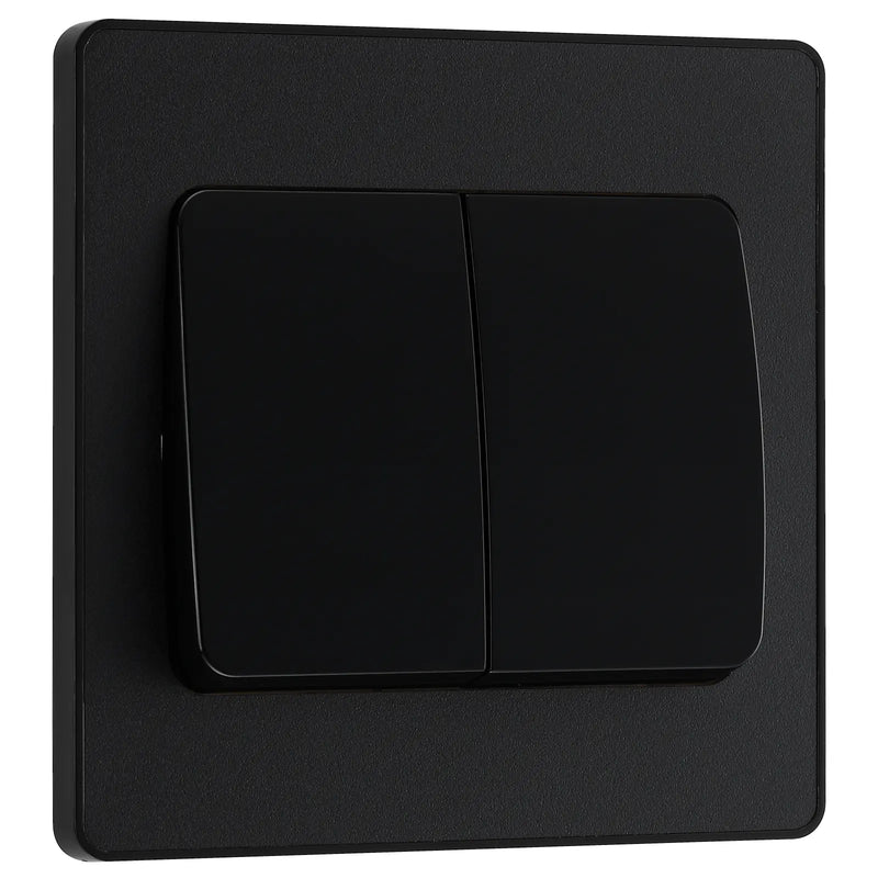 BG Electrical Evolve Matt Black - Double, 2 way switch, wide rocker