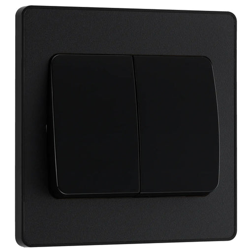 BG Electrical Evolve Matt Black - Double, 2 way switch, wide rocker