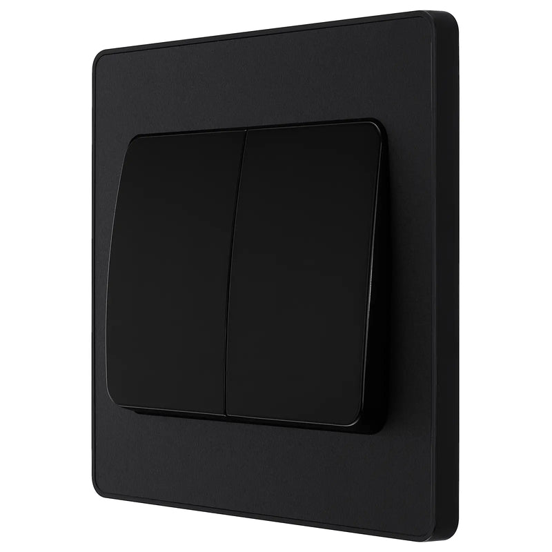 BG Electrical Evolve Matt Black - Double, 2 way switch, wide rocker